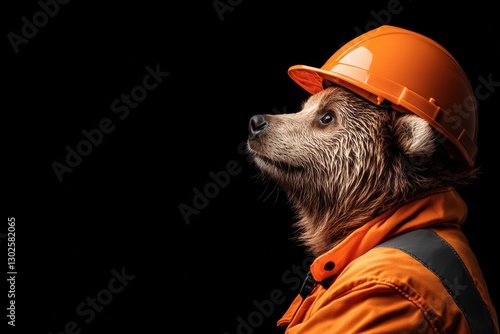 Bear in Orange Construction Gear, A Humorous Take on Safety and Wildlife