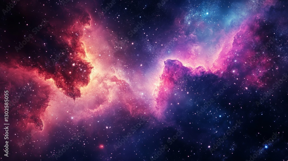 Fototapeta premium Cosmic Nebula: A Symphony of Pink and Purple