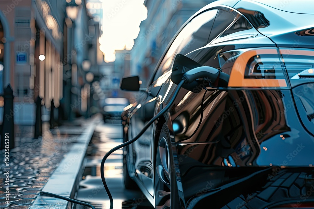 Ultra Quality Image of Electric Car Charging at Station Close Up Ultra Quality Image of Electric Car Charging at Station Close Up