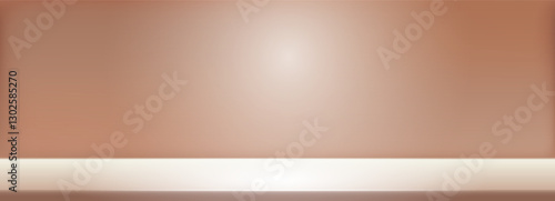 Studio brown background. Light neutral wall product room. Minimal pastel table scene. Empty desk stage for beauty cosmetic presentation. Vector mocha mouse gradient illustration. Banner template.