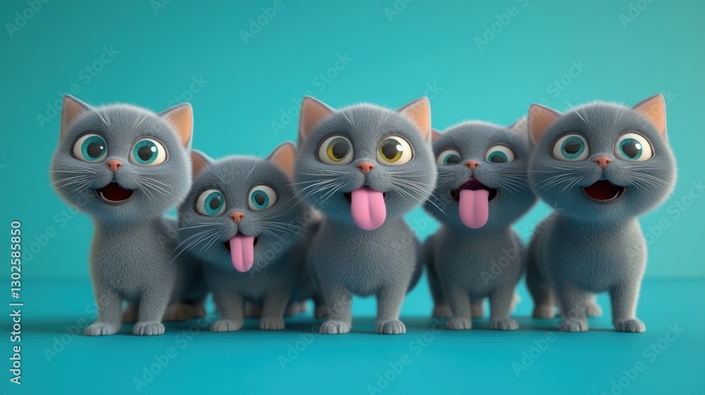 Cute adorable cat character with tongue out is visually appealing to children, happy expression, plain background for a warm cheerful concept Cute adorable cat character with tongue out is visually appealing to children, happy expression, plain background for a warm cheerful concept
