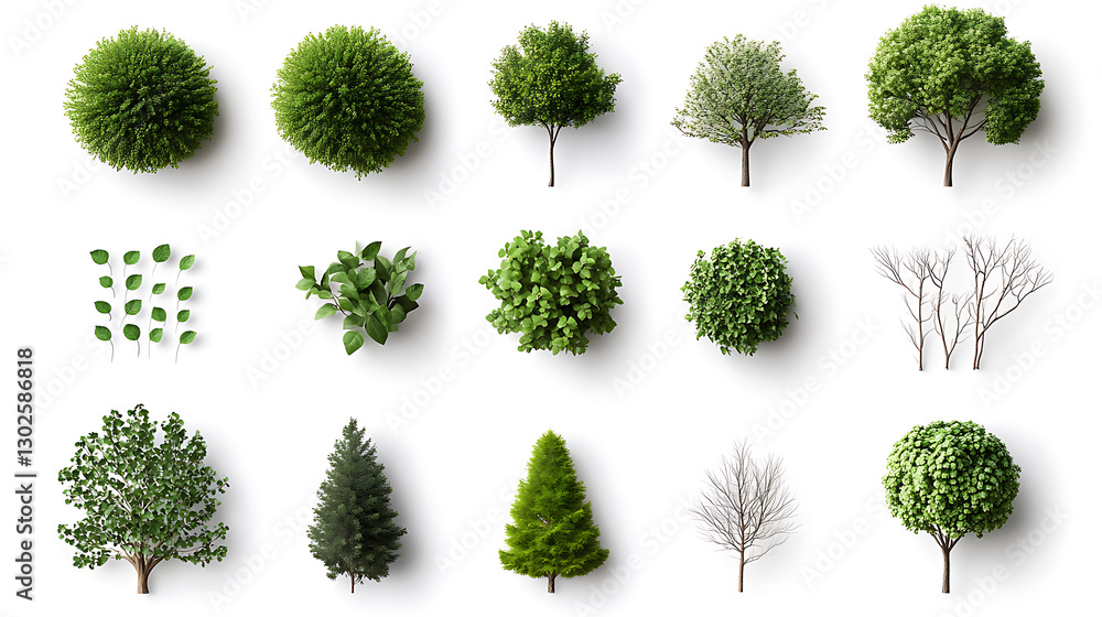 Fototapeta premium Diverse greenery collection natural environment image set botanical focus top-down view plant varieties