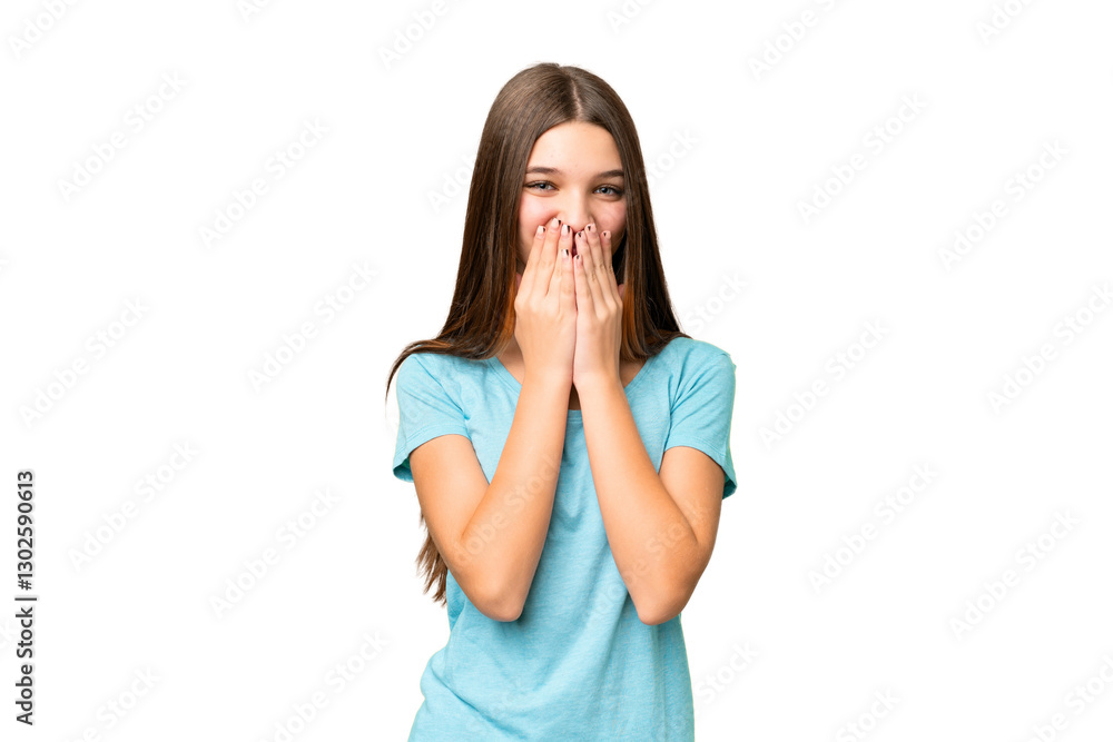 Teenager girl over isolated chroma key background happy and smiling covering mouth with hands Teenager girl over isolated chroma key background happy and smiling covering mouth with hands