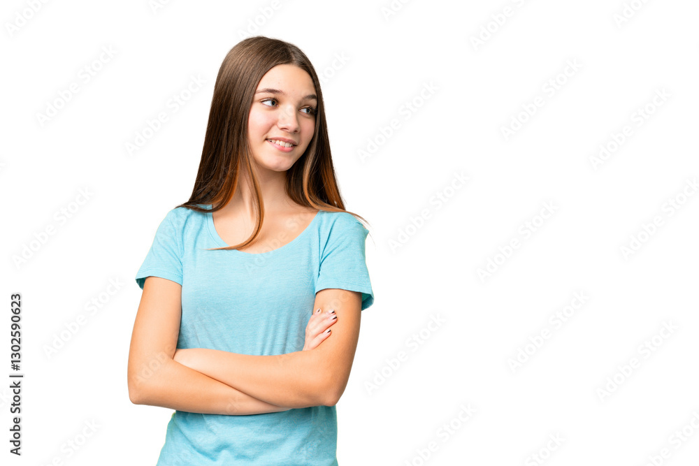 Teenager girl over isolated chroma key background with arms crossed and happy Teenager girl over isolated chroma key background with arms crossed and happy