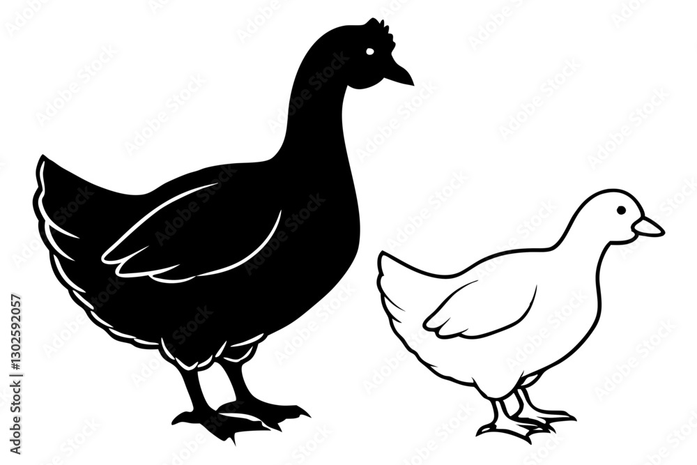 Fototapeta premium Hen Silhouette vector illustration