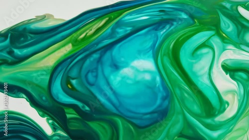 Flowing Abstract Colors in Shades of Blue and Green