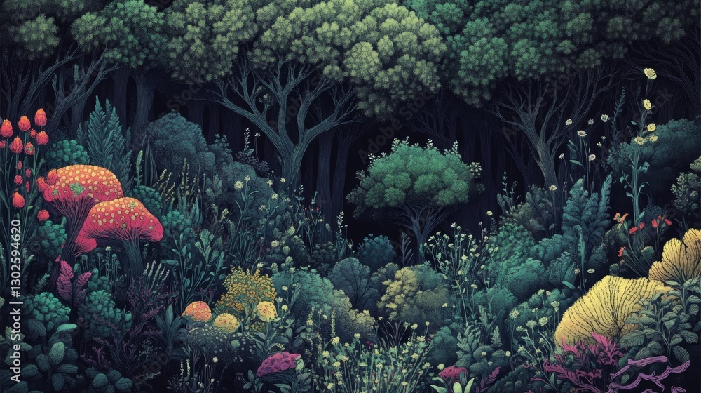 Obraz premium Enchanted Forest: A Mystical Digital Painting