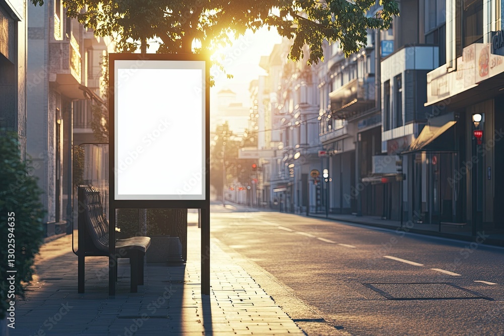 Ultra Hd Image of Billboard on Bus Stop with Empty Advertising Banner on Sunlit Street Ultra Hd Image of Billboard on Bus Stop with Empty Advertising Banner on Sunlit Street