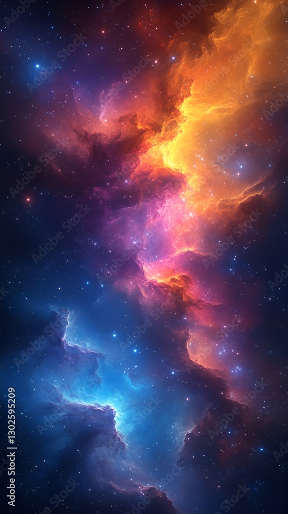 Obraz premium Vibrant Cosmic Nebula with Twinkling Stars Evoking Wonder