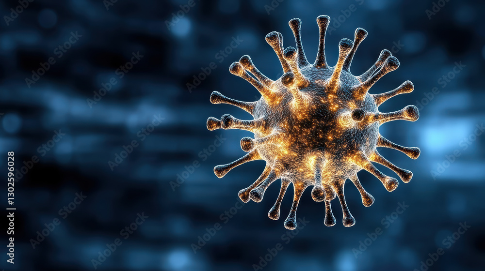 Obraz premium detailed illustration of virus with glowing features, representing disease
