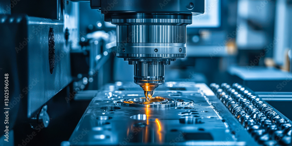Cutting-edge CNC Machine Operational in Industrial Precision Manufacturing Environment Cutting-edge CNC Machine Operational in Industrial Precision Manufacturing Environment
