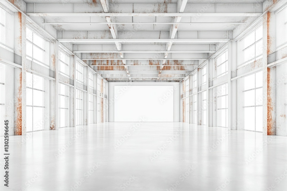 Empty Abstract Room White Interior of Sheets Rusted Metal Architectural Background 3D Empty Abstract Room White Interior of Sheets Rusted Metal Architectural Background 3D