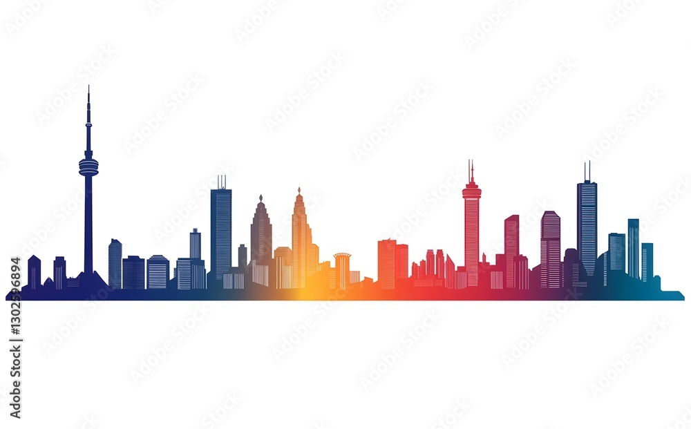 Fototapeta premium Toronto Skyline Colorful Cityscape Gradient Illustration