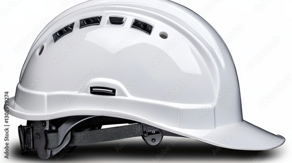Fototapeta premium White - A white hard hat symbolizing safety and professionalism in construction.