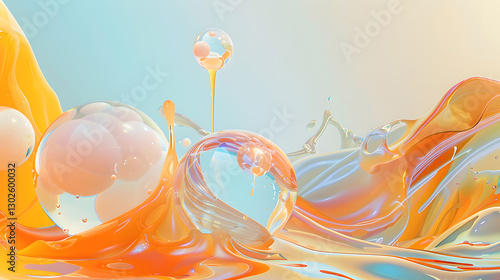 A surreal digital artwork featuring an abstract design with flowing shapes and luminous colors, evoking a futuristic and dreamlike atmosphere.
