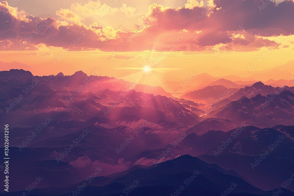 High Detail Visual of Stunning Sunset Over the Majestic Mountains, Capturing NatureS Beauty High Detail Visual of Stunning Sunset Over the Majestic Mountains, Capturing NatureS Beauty