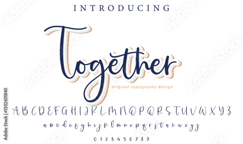 Together Font Stylish brush painted an uppercase vector letters, alphabet, typeface