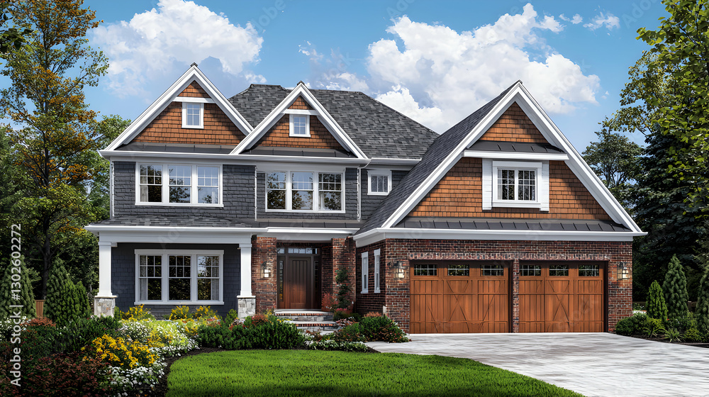 Modern Two Story House with Brown and Gray Siding Modern Two Story House with Brown and Gray Siding