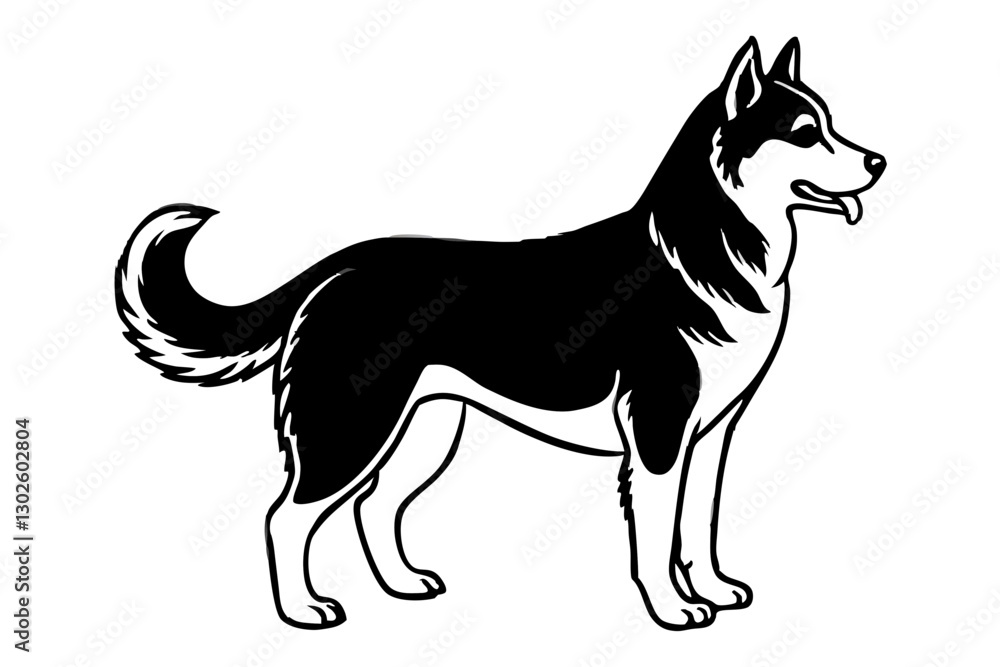 Siberian Husky Dog Silhouette vector illustration Siberian Husky Dog Silhouette vector illustration