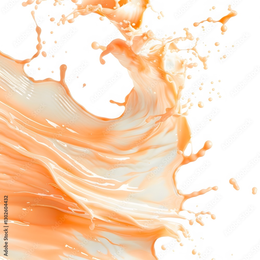 Obraz premium Fluid Splash of Orange and Cream Color on White Background