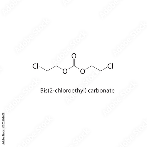 Bis(2-chloroethyl) carbonate skeletal structure.Halogenated Carbonate compound schematic illustration. Simple diagram, chemical formula.