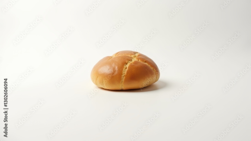 Bavarian Bread Roll, Single Bavarian roll minimalist design pure white backdrop perfect curves and clean aesthetic Bavarian Bread Roll, Single Bavarian roll minimalist design pure white backdrop perfect curves and clean aesthetic