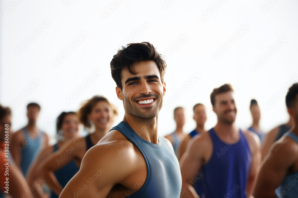 Obraz premium Young handsome brunette man in sportswear