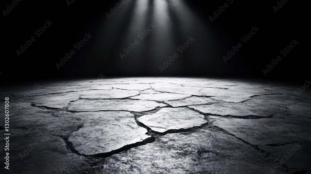 Obraz premium Dramatic Grayscale Spotlight on Cracked Surface