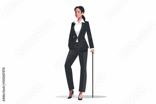 woman in business suit with cane tactile isolated