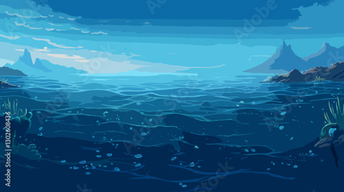 Calm open ocean illustration