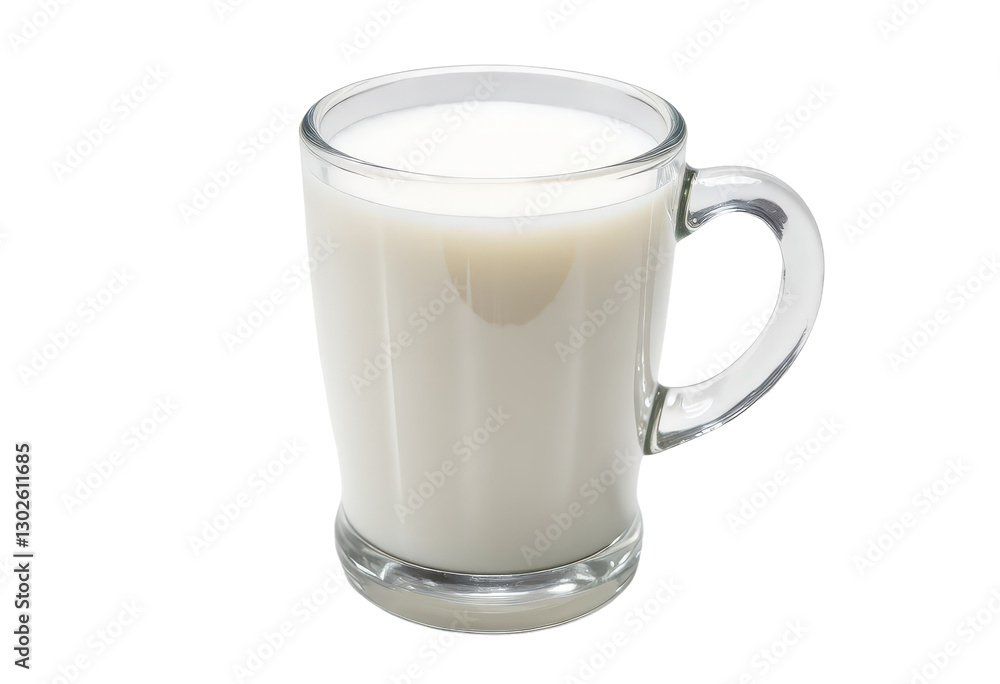 Glass Mug Filled with Milk, transparent background Glass Mug Filled with Milk, transparent background