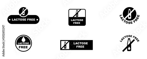 Set of lactose free vector icons. No lactose product. Vector 10 Eps.