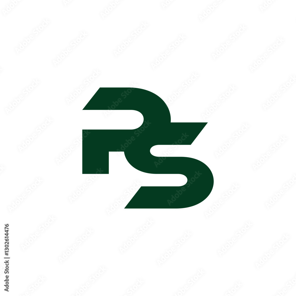 Fototapeta premium letter ps simple linked green geometric logo vector