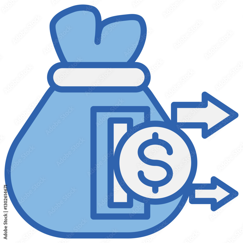 Expenditure Blue White Icon