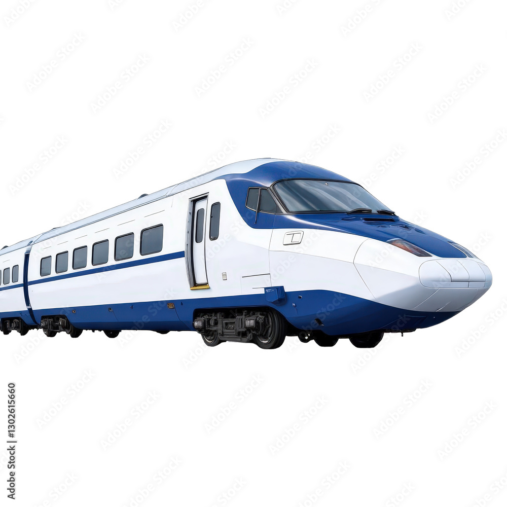 Fototapeta premium High-Speed Train in Blue and White with transparent background