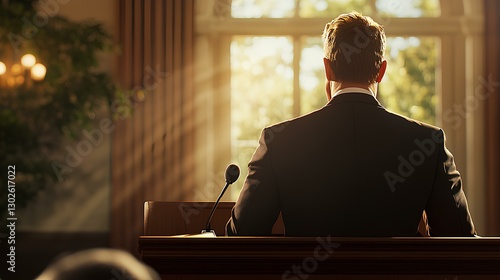political  candidate or motivator giving speech at podium