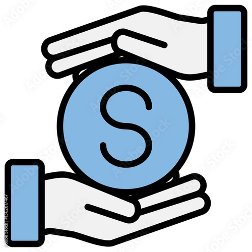 Direct Cost Blue Black Icon