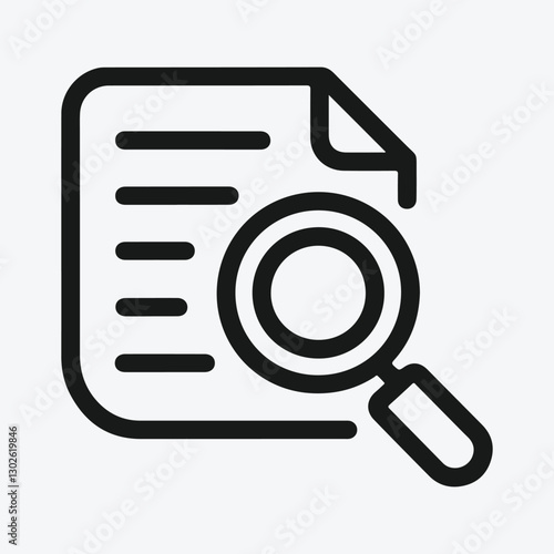 Document Search Icon. Magnifying Glass on Document Icon. Data Search Document Vector.