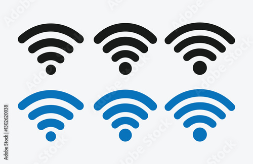 WiFi Signal Strength Icons Set. WiFi Connectivity Strength Symbols. Internet Signal Indicator Icons.