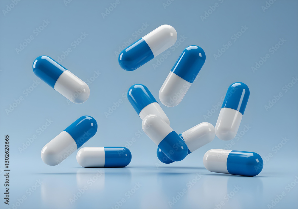 capsules in mid-air droping capsules in mid-air droping