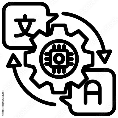 Machine Translation Outline Icon