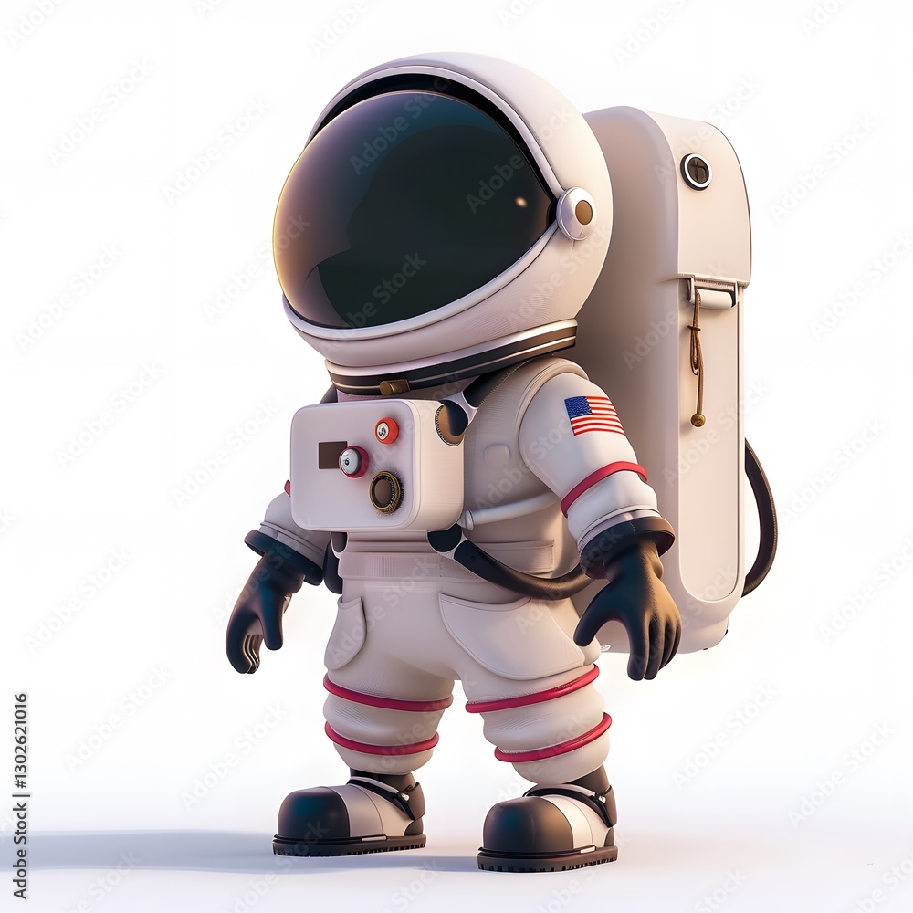 Playful Cartoon Astronaut Character with Spacesuit and Helmet Playful Cartoon Astronaut Character with Spacesuit and Helmet