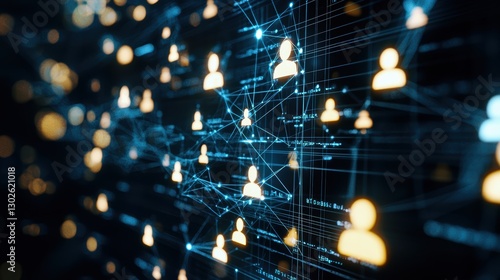 Wallpaper Mural Digital network with connected icons and abstract data representation Torontodigital.ca