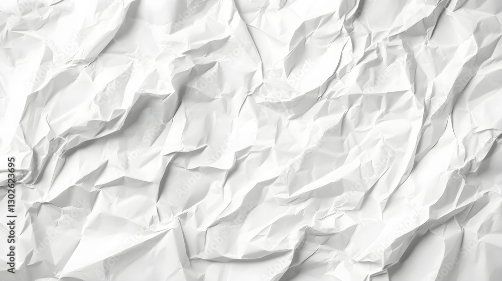 Obraz premium High-resolution hyperrealistic white crumpled paper texture background with detailed creases and wrinkles. Ideal for digital design, scrapbooking, graphic projects, and artistic compositions.
