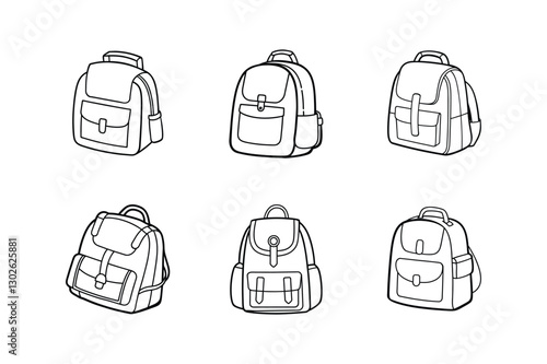 backpack sketch icon line art vector illustration