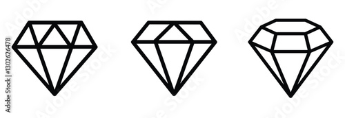 diamond icon set. diamond gemstone sign. gem vector symbol. gemstone symbol. royal diamond icon. diamond icon for games and website. vector illustration on transparent background