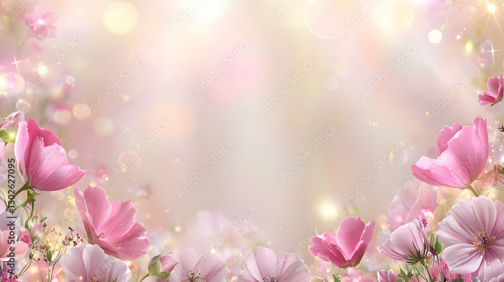 Obraz premium Soft Pink Flowers on a Light Background