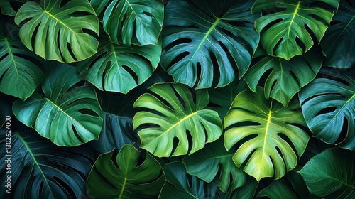 Wallpaper Mural Lush tropical leaves create a vibrant green backdrop in a serene environment Torontodigital.ca