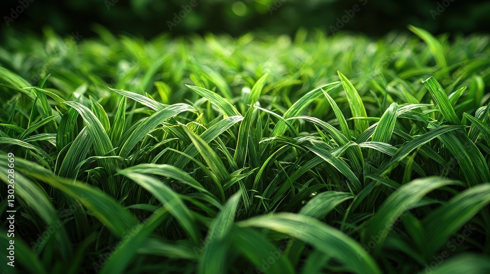 Lush green grass swaying gently under the warm sunlight in a serene outdoor landscape Lush green grass swaying gently under the warm sunlight in a serene outdoor landscape