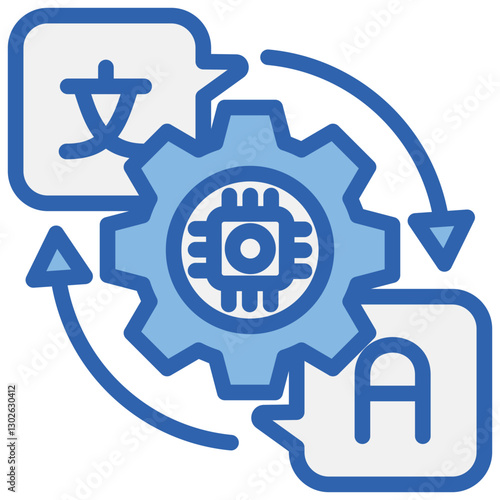 Machine Translation Blue White Icon